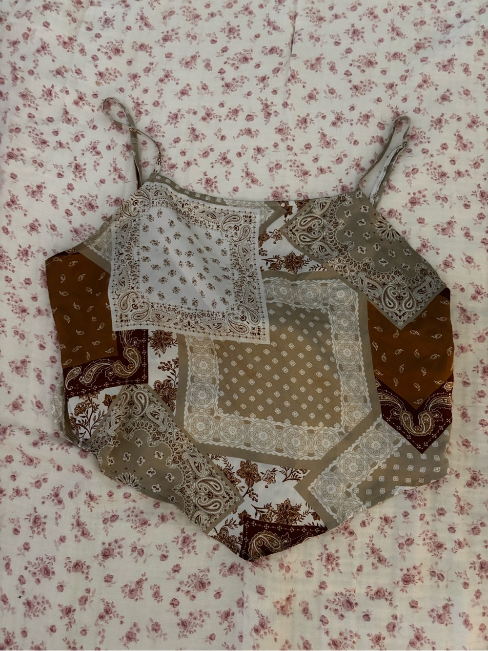 Neutral Patchwork Paisley Cami Top
